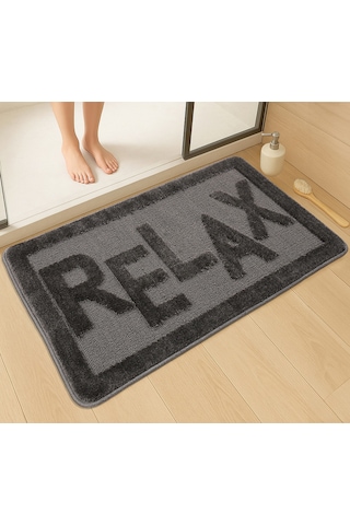 Doğal Kaymaz Taban Banyo Paspas Uzun Ömürlü Yumuşak Dokulu Su Emici Yıkanabilir Relax 60x100 Antrasit
