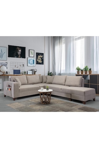 Krem Loft Köşe Koltuk Takımı Krem