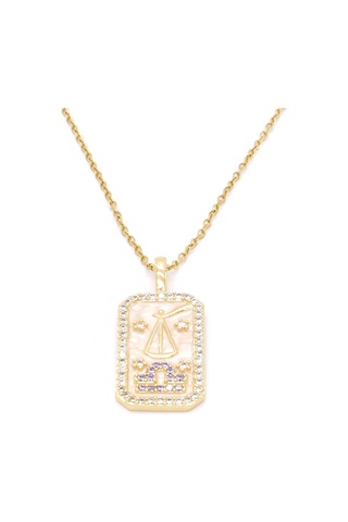 Çelik Kolye, Altın Kaplama Terazi Burcu Kadın Kolye K-112 Altın