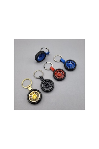 4 Adet Tekerlek Tasarımlı Metal Anahtarlık Jant Model, Lastik Görünümlü Tasarım, Araba Severlere , Keychain Keyring