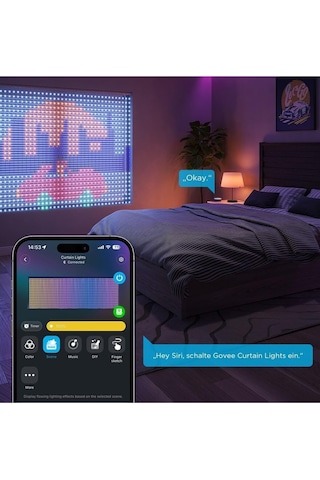 Govee Perde Işıkları 2.0, Akıllı Led Perde, 520 Rgbıc Renk Değiştiren, Dinamik Dekorasyon Perde Aksesuarları Çok Renkli