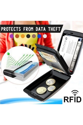 Hangfox Alüminyum Rfıd Korumalı Çok İşlevli Kart Çantası - Para Ve Kart Saklama Cihazı - Gümüş Renkli Gümüş
