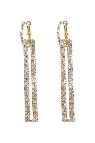 Altın Geometrik Dikdörtgen Kübik Zirkonyum Yapay Elmas Uzun Dam Gold