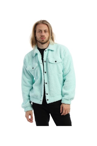 Erkek Kıvırçık Peluş Cıt Cıt Kapamalı Ceket Mint Mint Yeşili