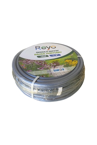 Reyo 1/2 Örgülü Premium Şeffaf Bahçe Hortumu 15 Metre