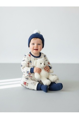 Zekids Erkek Çocuk Ayıcık Desenli Pamuklu Pijama Takım 6-9 Ay 9 Yaş Aralığı -16845 Renklı