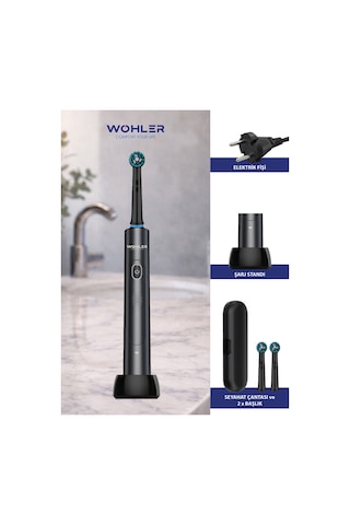 Wohler Değiştirilebilir Başlıklı Şarj Edilebilir Elektrikli Diş Fırçası - Siyah Şarjlı