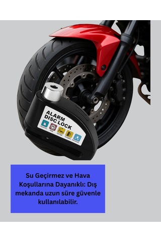 Su Geçirmez Alarm Disk Kilidi Motosiklet Scooter Bisiklet Güvenlik