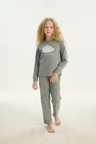 Sevim Kız Çocuk Uzun Kol Gri Melanj Pijama Takım C6t9n6o8 001