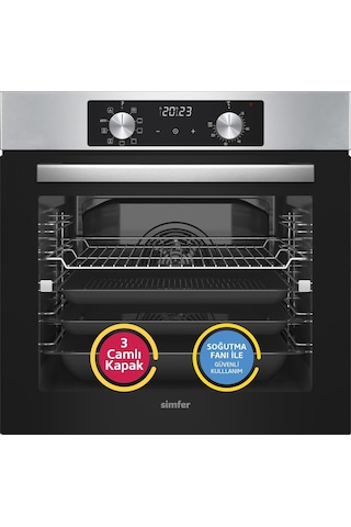Simfer 10 Fonksiyon AirFry İnox Elektrikli 3'lü Ankastre Set (Fırın + Elektrikli Ocak + Davlumbaz)