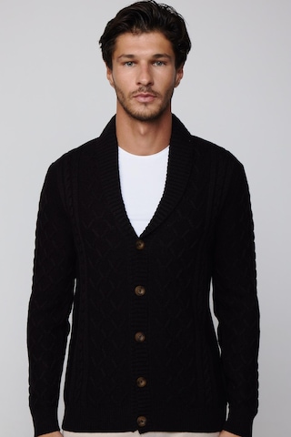 Tudors Slim Fit Dar Kesim Desenli Yumuşak Dokulu Düğmeli Siyah Erkek Hırka-29566-siyah Siyah