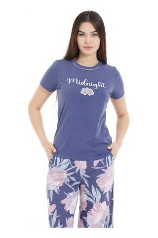 Lılac Kadın Çiçek Desenli %100 Viscon Pijama Takımı Mor Mor