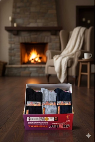 Unisex Havlu Thermal Soket Çorap, Asorti, 12'li Kutu Dikişsiz/soft Yıkama/kokulu Lacivert