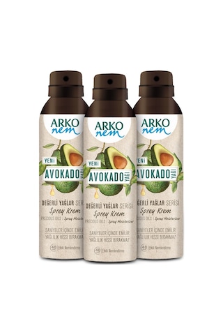 Arko Nem Değerli Yağlar Avokado Sprey Krem 3 x 150 ML