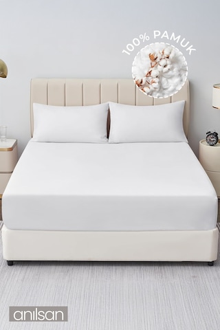 Düz Beyaz Lastikli Çarşaf %100 Pamuk Tek/çift Kişilik Ev, Otel Çarşafı,63 Tel