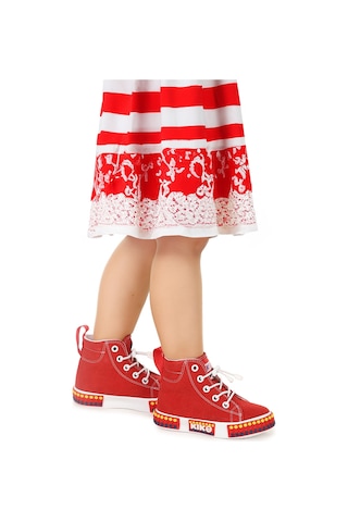 Kiko Kids Gamel Günlük Lastikli Kız Bebek Bot Ayakkabı Kırmızı