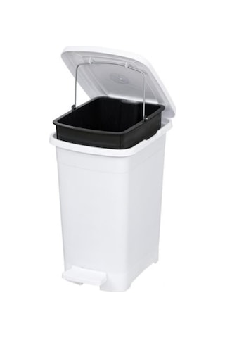 Omnipazar Elf-i342 Slim Pedallı Plastik Çöp Kovası İç Kovalı 25 Lt Beyaz