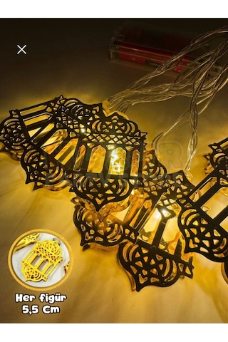 10 Ledli 2 Metre 5.5 Cm Figürlü Ramazan Süsü Led Altın