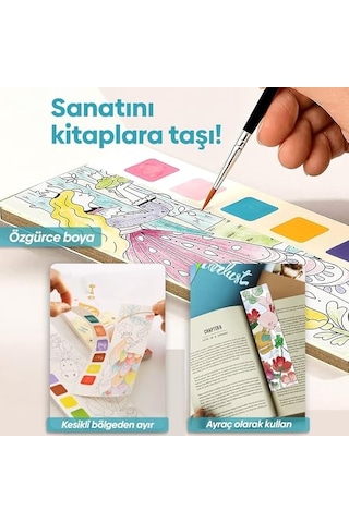 Renk Paletli Sulu Boya Kitabı + Fırça, 12 Sayfa Boyama Kitabı, Aktivite Boyama Seti, Çocuklar İçin Yeni Nesil Sulu Boya Defteri Deniz Kızı