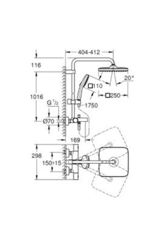 Grohe Tempesta System 250 Cube Duvara Monte Termostatik Banyo Bataryalı Duş Sistemi - 26975001 Krom