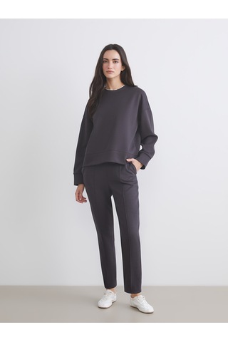 Lcw Vision Siyah Bisiklet Yaka Kadın Sweatshirt