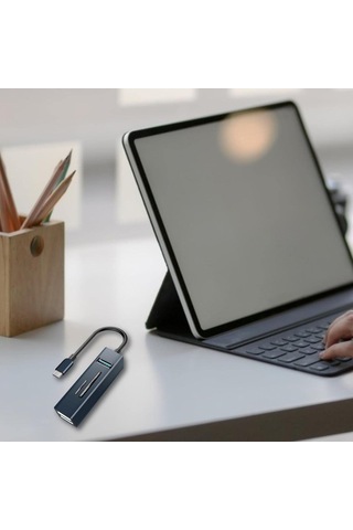Lexroo Type-c To Usb Dönüştürücü 3.0 Hub 5in1 Port Hızlı Aktarım 5gbps Usb Hafıza Kart Okuyucu