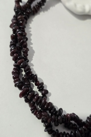 Sertifikalı Granat, Garnet, Lal Kırıktaş Doğaltaş Kolye 3 Sıra 03 - Bordo