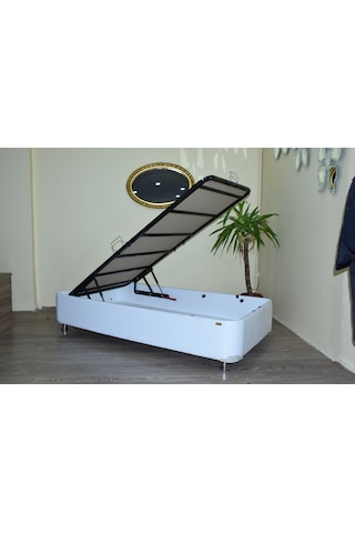 Baza SUNİ DERİ BEYAZ Silin Kumaş Model Kapiton Metal Çelik Fırın Boya 100*200cm El Yapım