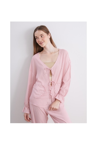Lcw Young Pembe V Yaka Çizgili Kadın Pijama Takımı