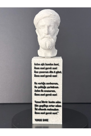 Yunus Emre Büstü - Altında Şiir Yazılı Anlamlı Tasarım