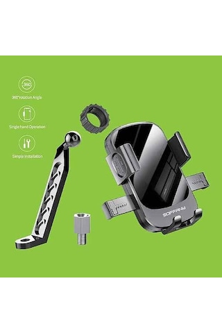 Hy-890 360 Ayarlanabilir Motorsiklet Scooter Bisiklet Telefon Tu Siyah