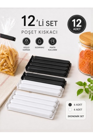 Beylini 12'li Pratik Poşet Kıskacı Mühür Klipsi Sızdırmaz Ambalaj Ve Torba Kapatma Aparatı Pratik Poşet Ağzı Kapatıcı Çok Renkli