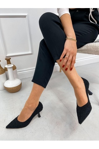Ervanın Butiği Siyah Tüvit Freda Kadın Stiletto-3862