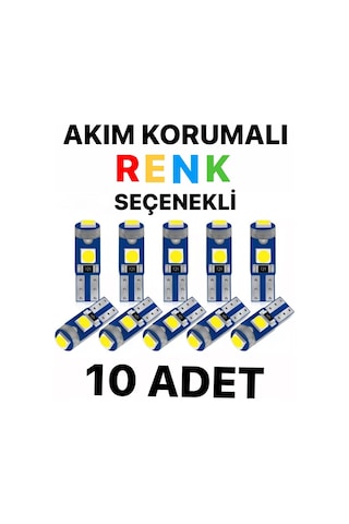T5 Led Oto Kilometre Kadran Ambians Aydınlatma Ampulü 10 Adet