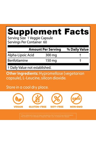 Doctor's Best Benfotiamine 150 Plus 300 Alfolipolic Acid With Benfopure 60 Veggie Kapsül Usa Menşeii Dmmedicineden Orijinal