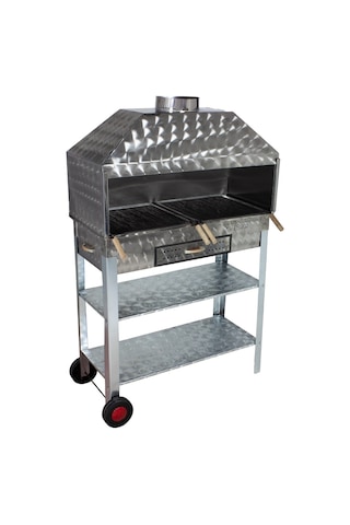 Metehan MTH-210 Geniş Aile Boy - Davlumbazlı - Maltız Izgaralı - 2 Tekerlekli Mangal