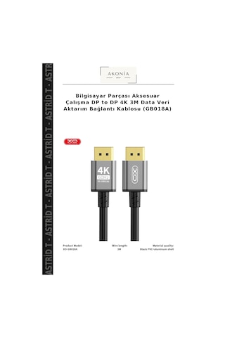Bilgisayar Parçası Aksesuar Çalışma Dp To Dp 4k 3m Data Veri Aktarım Bağlantı Kablosu Gb018a