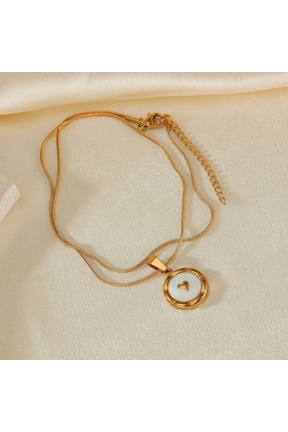 Sones Opk Gx2425 Paslanmaz Çelik Yuvarlak Kalp Kolye Mizaç Köprücük Kemiği Zinciri