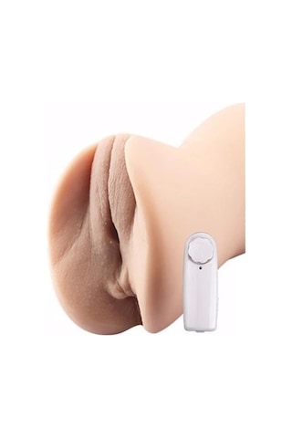 Erofoni Yeni Nesil Gold Titreşimli 2 İşlevli Büyük Boy Realistik Yapay Suni Vajina ve Anüs Mastürbatör﻿﻿ 16 CM