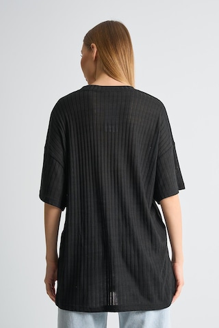 Alexandergardı Fitilli Oversize T-shirt Siyah