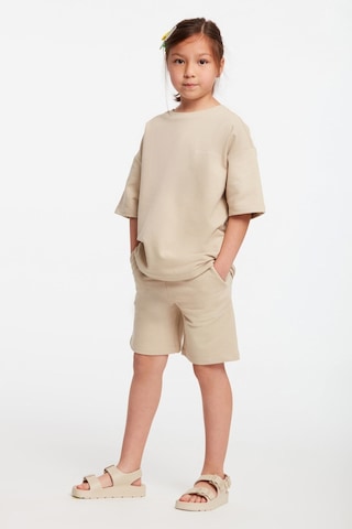 Calı Kız Çocuk Bisiklet Yaka Bej Eşofman Takımı