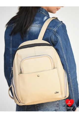 Jara Bag Freya Kadın Sırt Çantası Şık, Yumuşak Dokulu Ve 5 Bölmeli Vizon