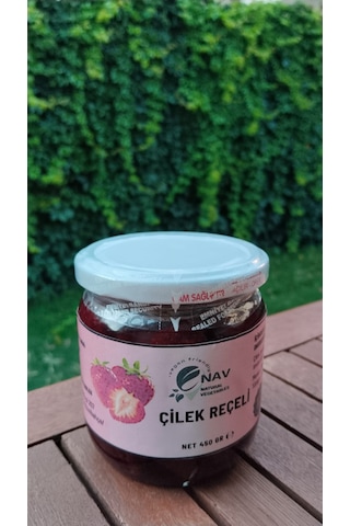 Nav Çilek Reçeli Ev Yapımı Katkısız Cam Kavanoz 450 G