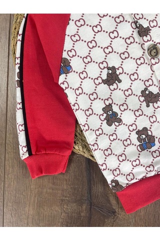Panda Baskılı Relaxed Eşofman Takımı Kırmızı