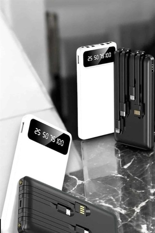 20.000 Mah Led Işıklı Lcd Ekran Usb Girişli Type-c Lightning