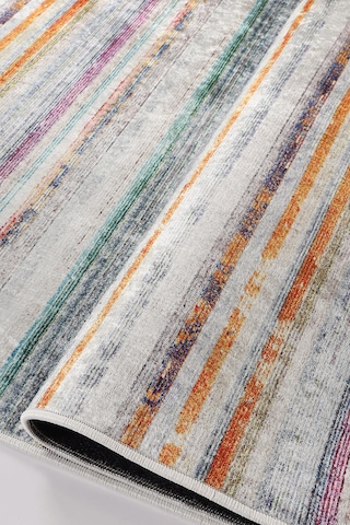 Blghome Renkli Çizgiler Modern Halı Dekoratif Kilim Krem - Renkli