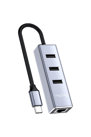 Usb Type-c To 100mbps Ethernet Çevirici Ve 3 Portlu Usb Hub Çoklayıcı