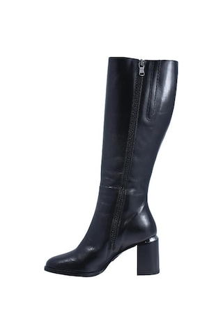 Poletto Hakiki Deri Sıyah Çizme Topuklu 2097 55 Bfl Yk-2063 Siyah