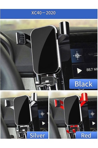 Qingmipy Volvo Xc40 2020-2021 Sol Sürücü İçin Gümüş Renkli Alüminyum + Plastik Kuvvetli Havalandırma Çıkışlı Telefon Tutucu