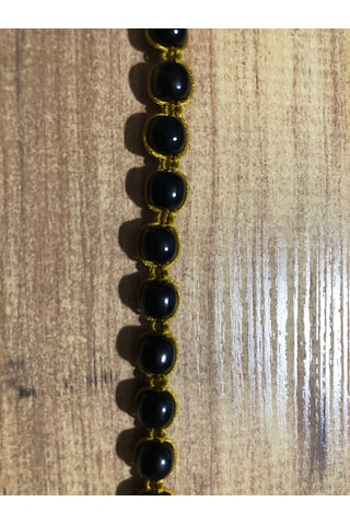 Siyah Boncuklu Bijuteri Bileklik Altın